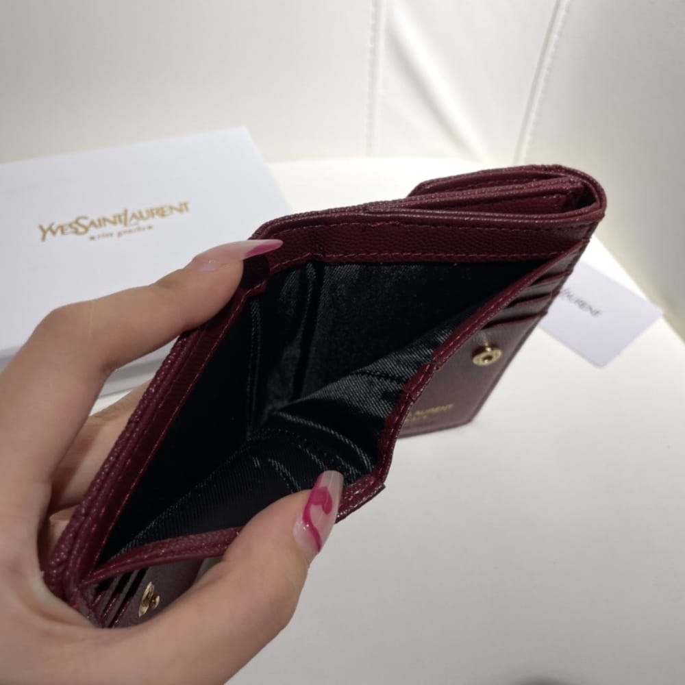 Saint Laurent Cassandre Matelassé Small Envelope Wallet In Grain De Poudre Leather 11Cm