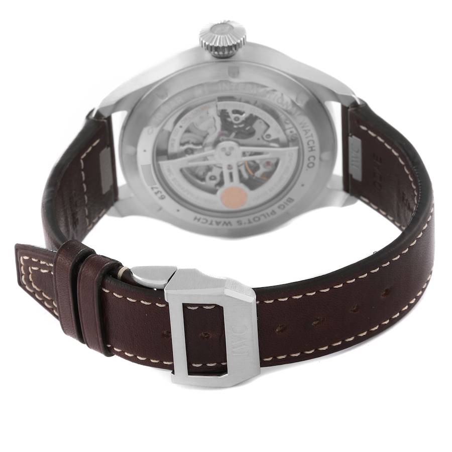 IWC Big Pilots 43mm Steel Green Dial Brown Strap Mens Watch IW329306