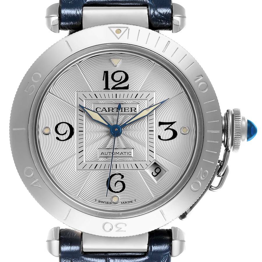 Cartier Pasha 38mm Silver Dial Automatic Steel Mens Watch W31059H3