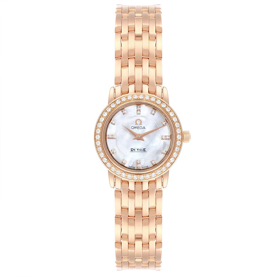 Omega DeVille Prestige Mother of Pearl Diamond Rose Gold Ladies Watch 4375.71.00