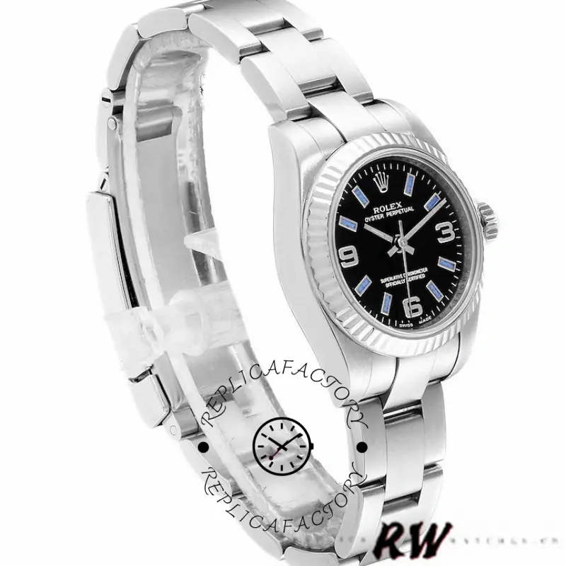 Rolex Oyster Perpetual 176234 Black Dial Blue Baton 26MM Lady Replica Watch
