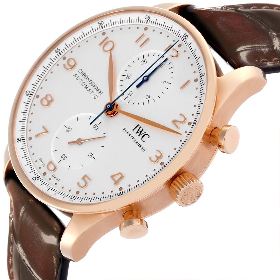 IWC Portuguese Chronograph Rose Gold Silver Dial Mens Watch IW371611
