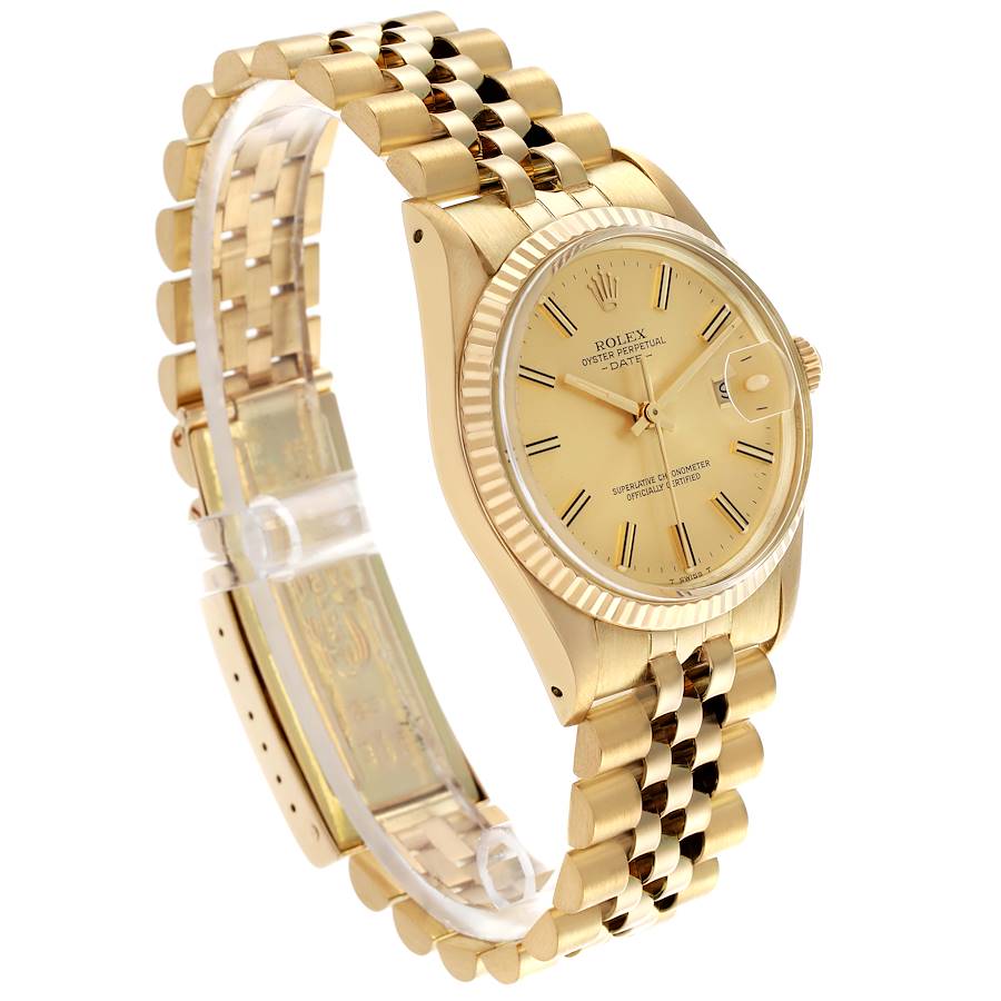 Rolex Date 14k Yellow Gold Vintage Mens Watch 15037