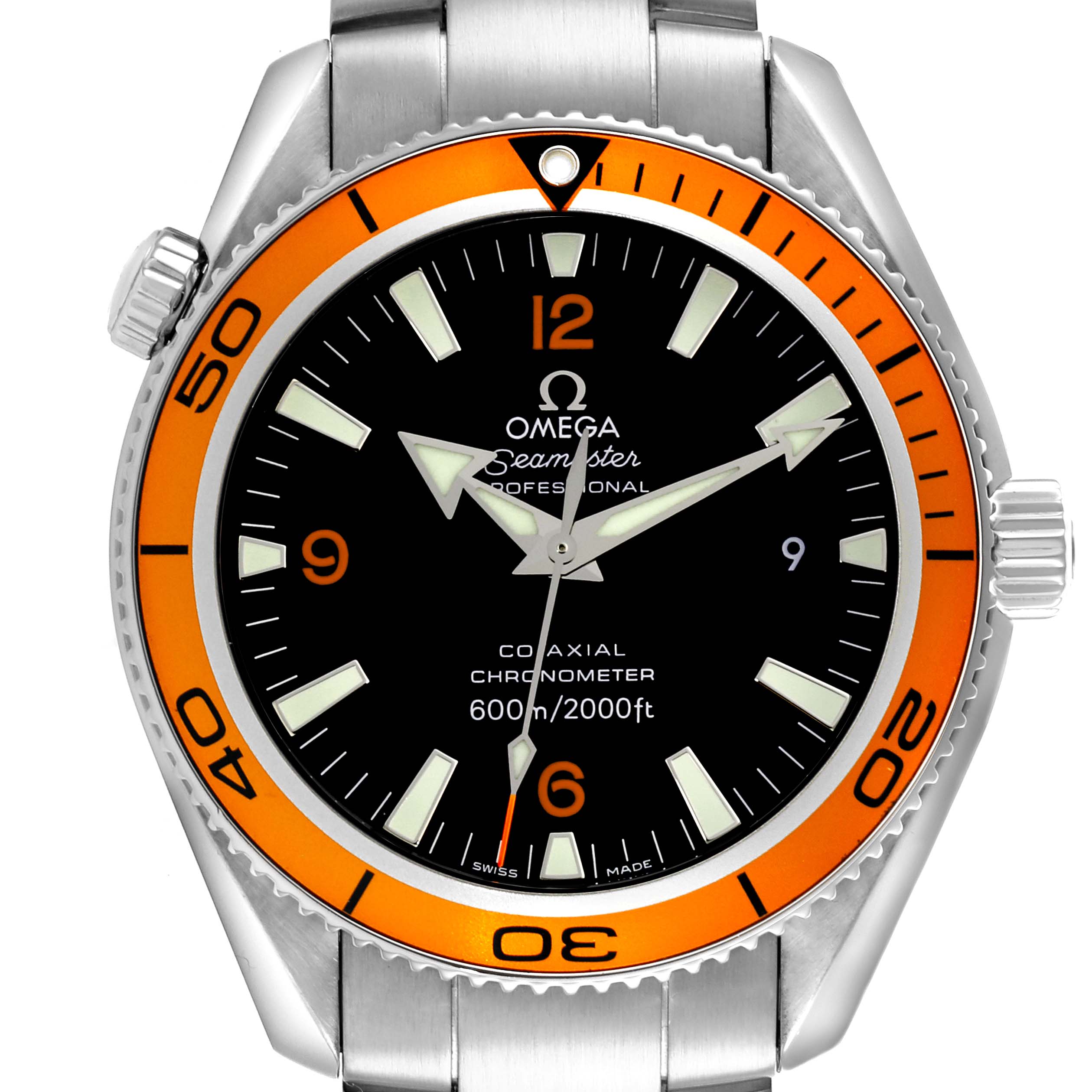 Omega Seamaster Planet Ocean Orange Bezel Steel Mens Watch 42.0 MM 2209.50.00 Card