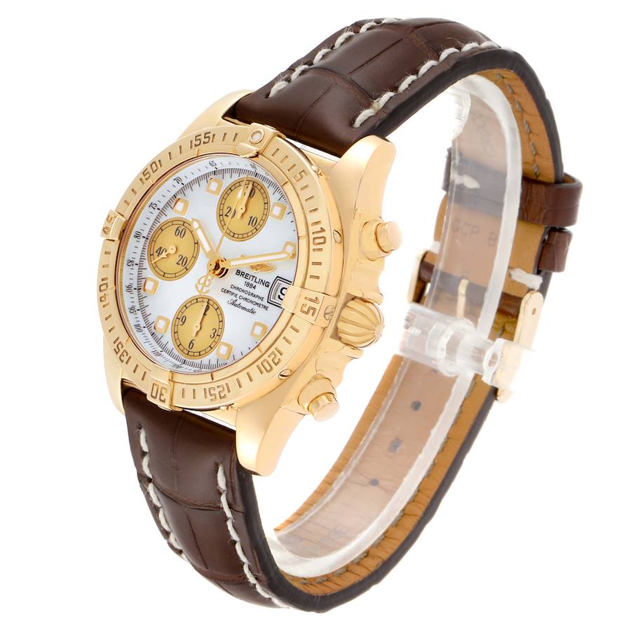 Breitling Windrider Cockpit Yellow Gold Mother of Pearl Mens Watch K13358