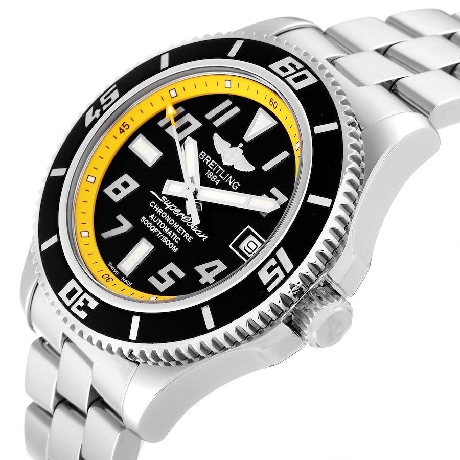 Breitling Superocean 42 Abyss Black Yellow Dial Mens Watch A17364