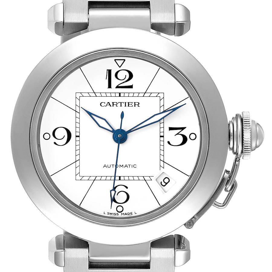 Cartier Pasha C Midsize White Dial Automatic Steel Mens Watch W31074M7