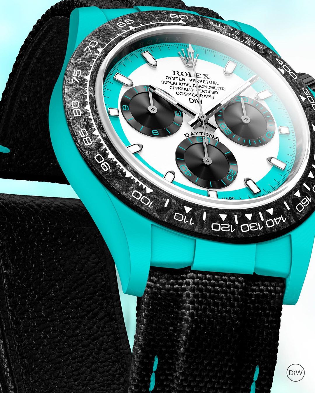 ROLEX Diw Daytona quartz fiber celeste invert 40mm oyster black