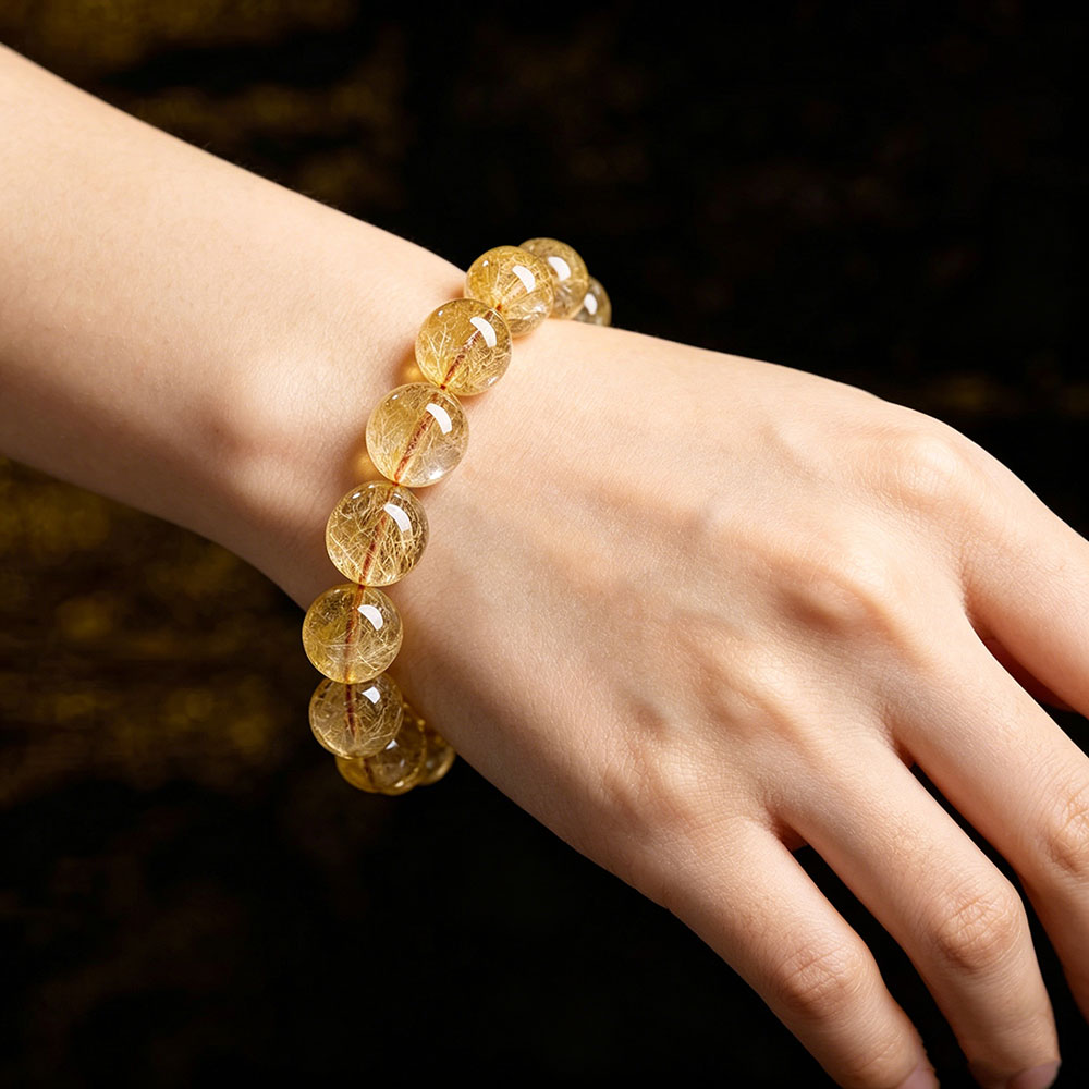 GemVibra Talismanic Gold Rutilated Quartz Abundance Bracelet