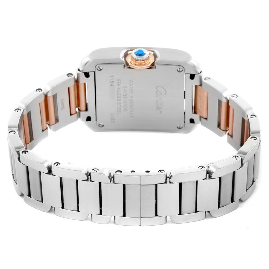 Cartier Tank Anglaise Small Steel Rose Gold Diamond Dial Watch WT100024 Papers