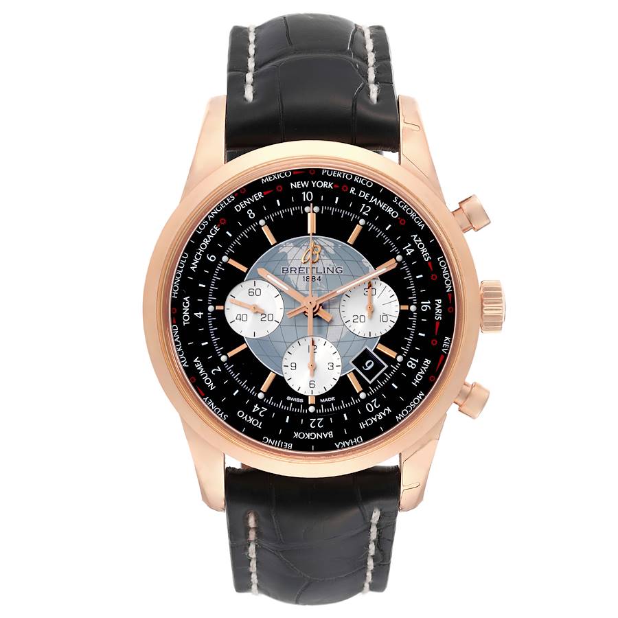 Breitling Transocean Chronograph Unitime Rose Gold Watch RB0510