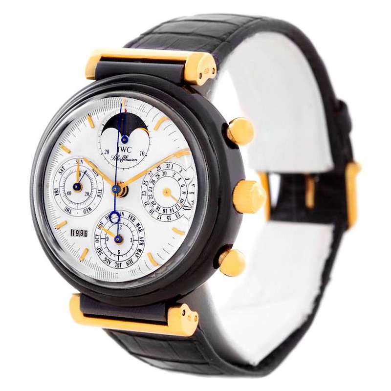 IWC Da Vinci 18K Yellow Gold Ceramic Perpetual Calendar Moonphase Watch 3755