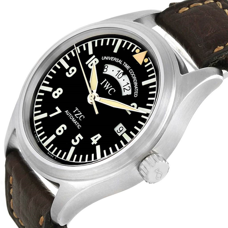 IWC TZC UTC Pilot's Black Dial Automatic Steel Mens Watch IW3251