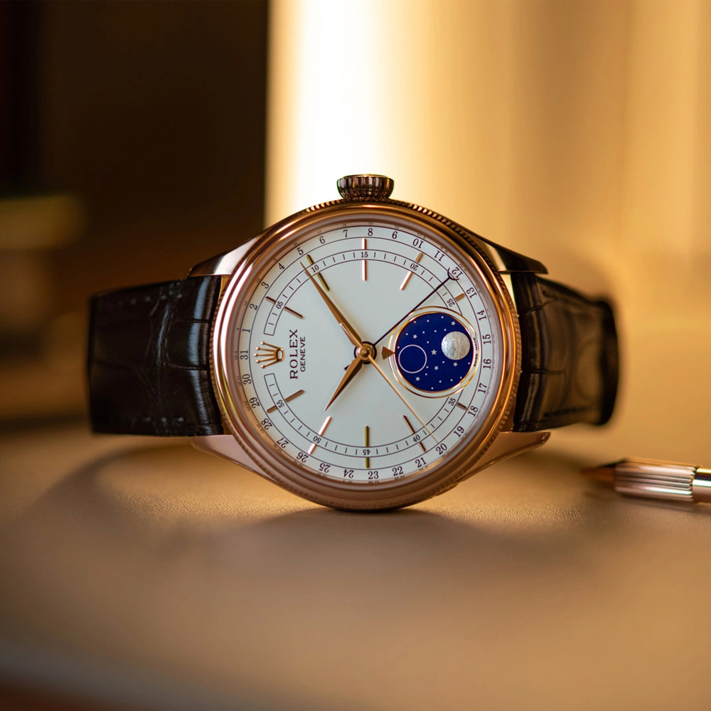 Rolex Cellini Moonphase White Dial Rose Gold 39mm Mens Watch 50535 New