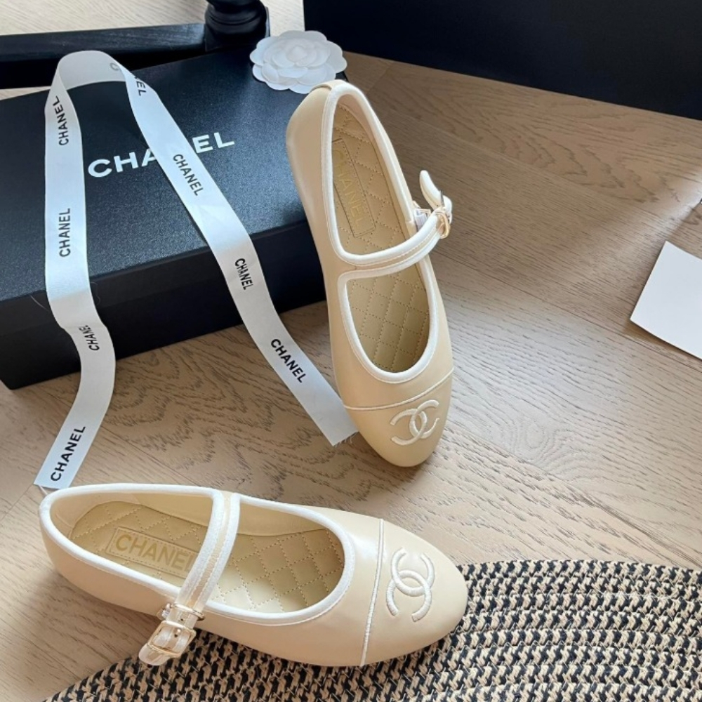 Chanel Mary Jane Ballet Flat Cream