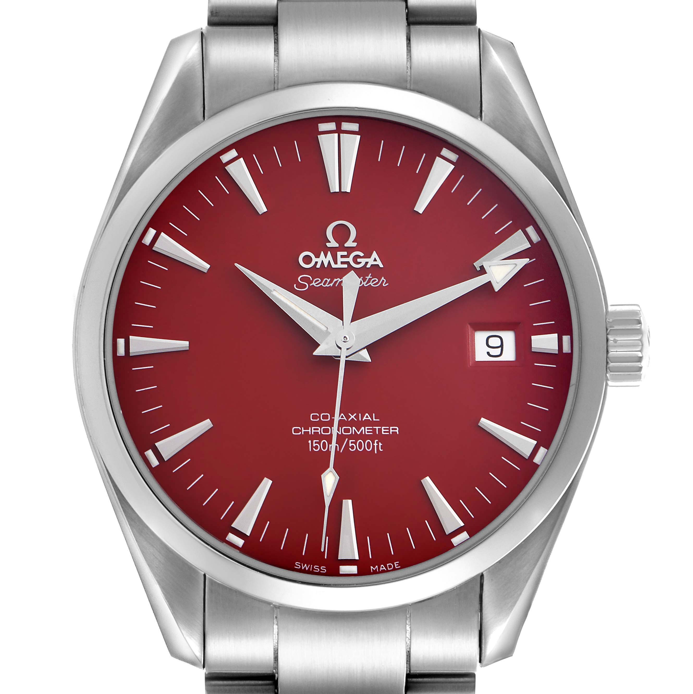 Omega Seamaster Aqua Terra Red Dial Marui Japan Steel Mens Watch 39.2 MM 2503.60.00