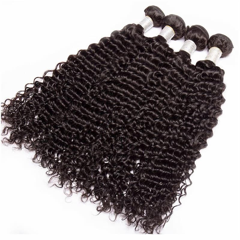 Deep Wave Curly Hair Extension 3 Bundles Deal 100% Natural Human Hair Weaves Double Weft No Shedding