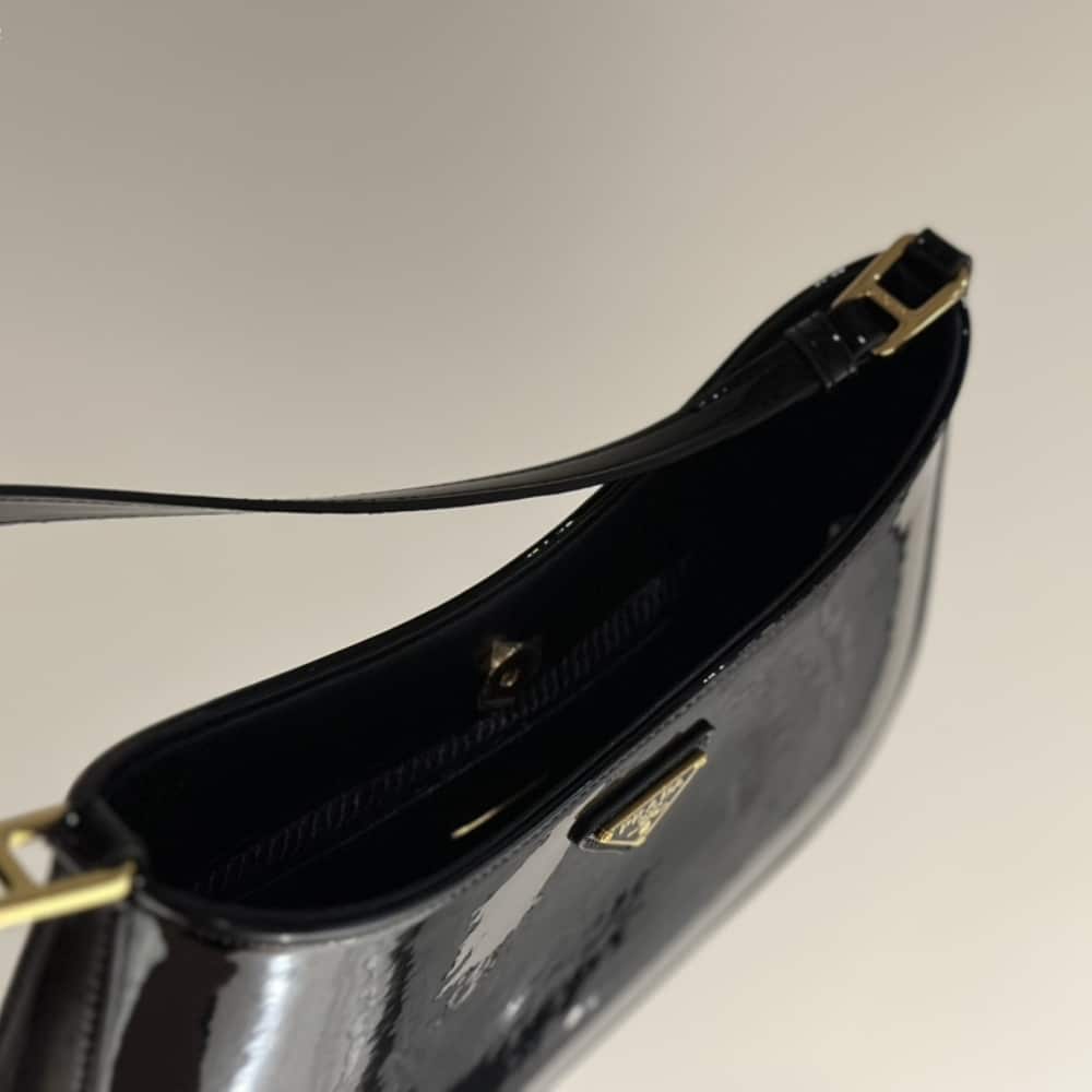 Prada Cleo Patent Leather Bag Black 27cm 1bc169 069 F03kj V Hoo