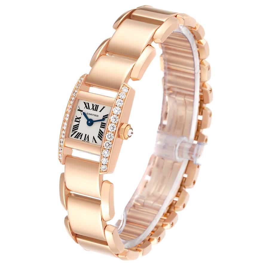 Cartier Tankissime Silver Dial Rose Gold Diamond Ladies Watch WE70058H
