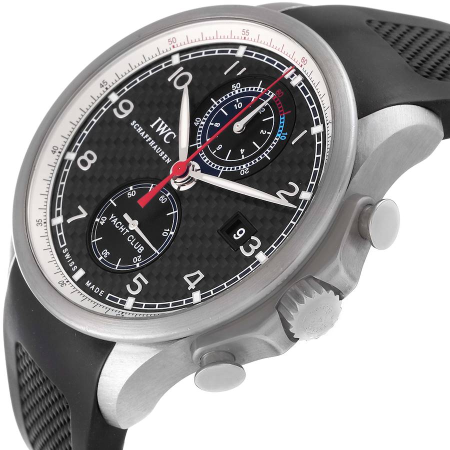 IWC Portuguese Yacht Club Titanium Carbon Dial Chronograph Mens Watch IW390212