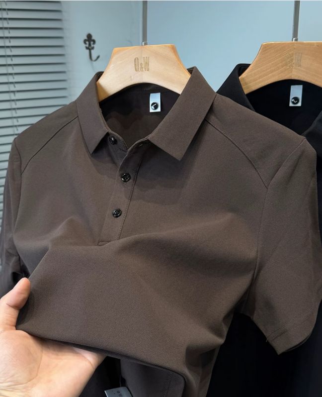 Heavyweight spliced solid polo shirt, ideal for daily commuting