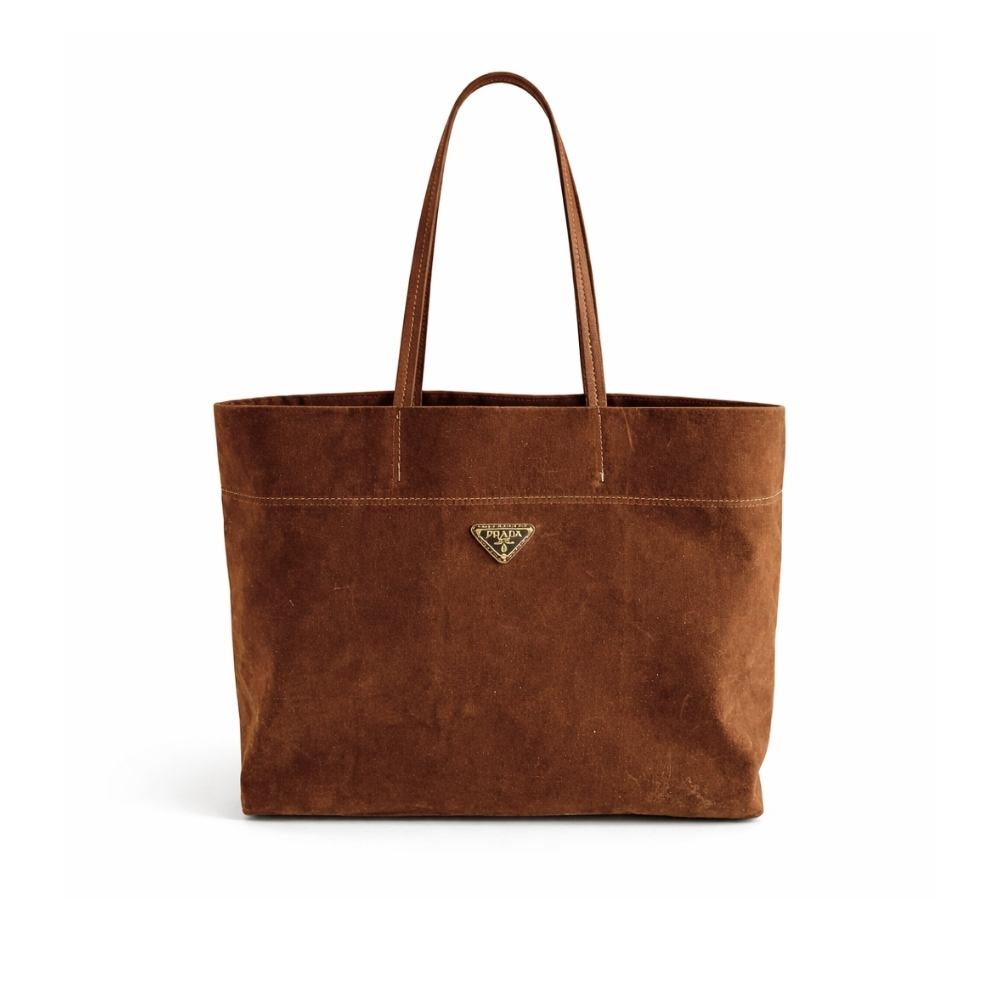 Prada Suede Tote Bag Cocoa Brown 37Cm