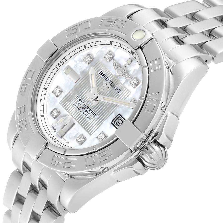 Breitling Galactic Cockpit Mother of Pearl Diamond Steel Ladies Watch A71356