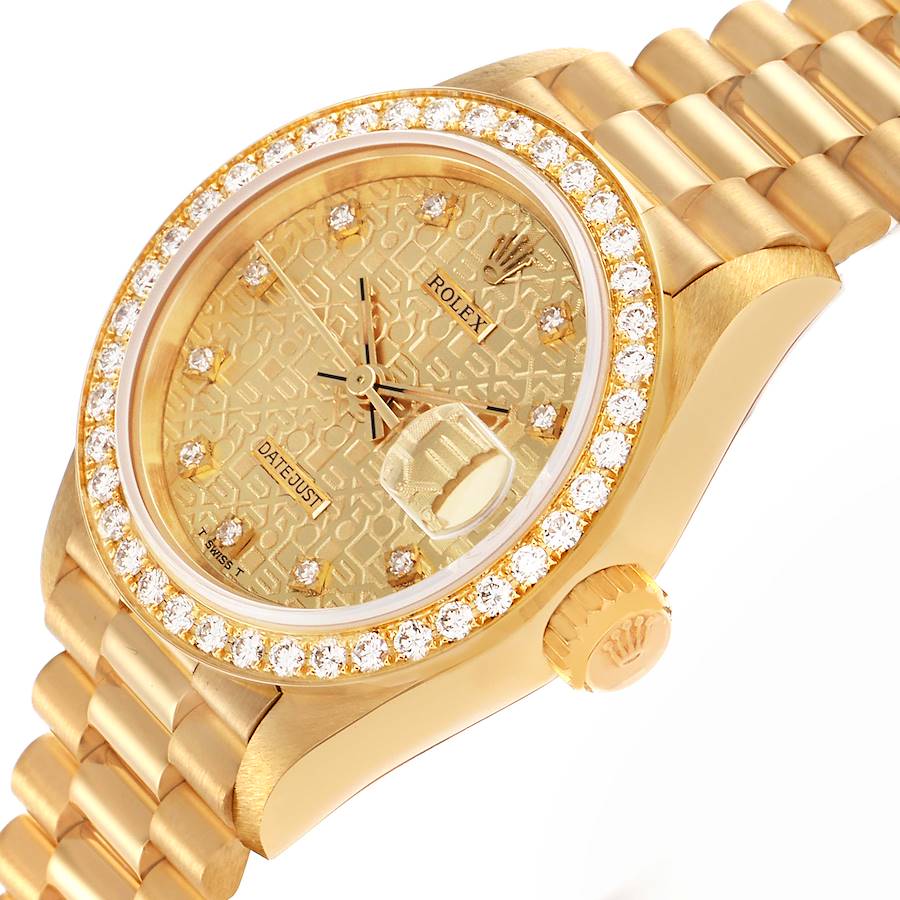 Rolex President Datejust Yellow Gold Diamond Ladies Watch 69138