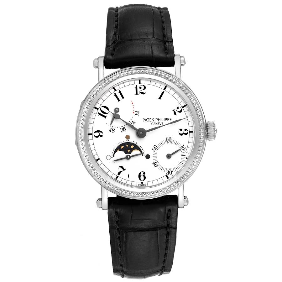 Patek Philippe Complications Moonphase White Gold Mens Watch 5015