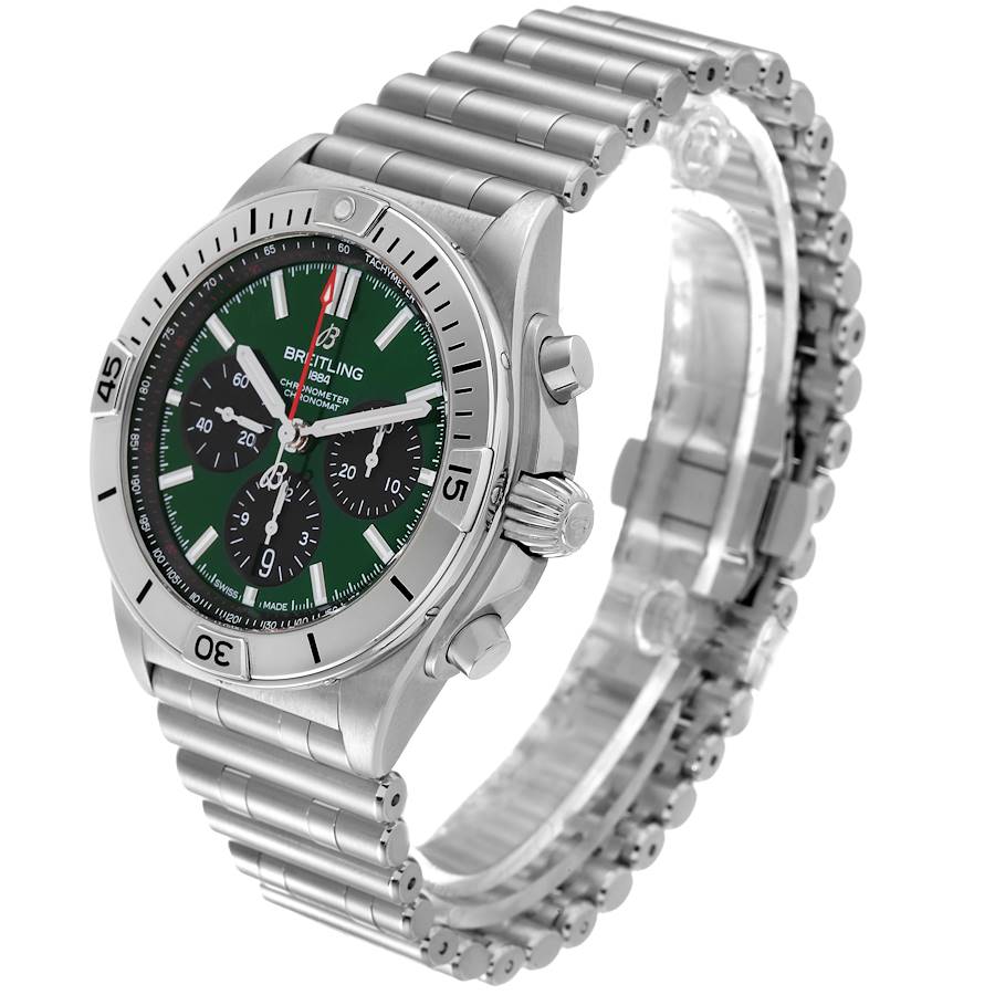Breitling Chronomat B01 Green Dial Steel Mens Watch AB0134
