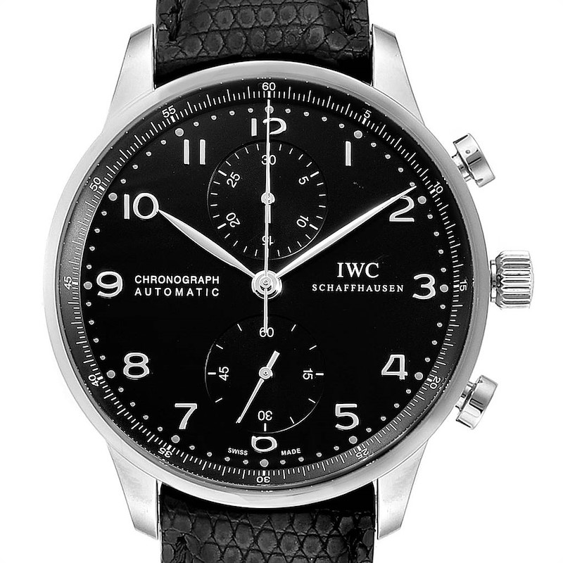 IWC Portuguese Chrono Black Dial Automatic Steel Mens Watch IW371438