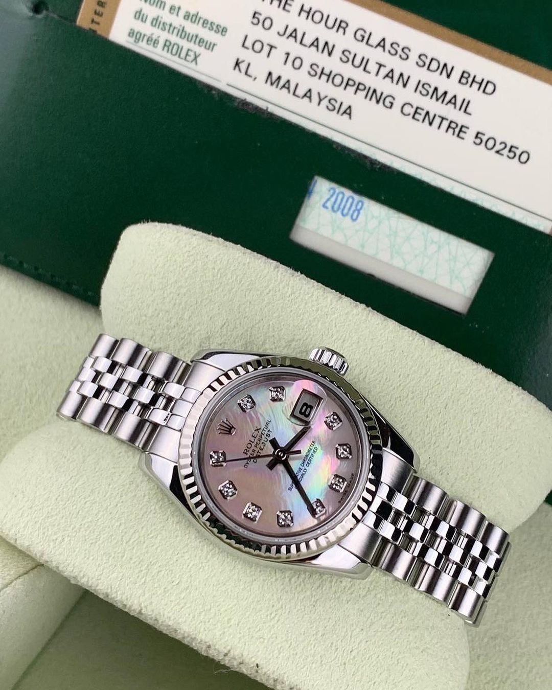 Rolex Lady Datejust 28 Pink Diamond Dial Fluted Bezel Watch 279174