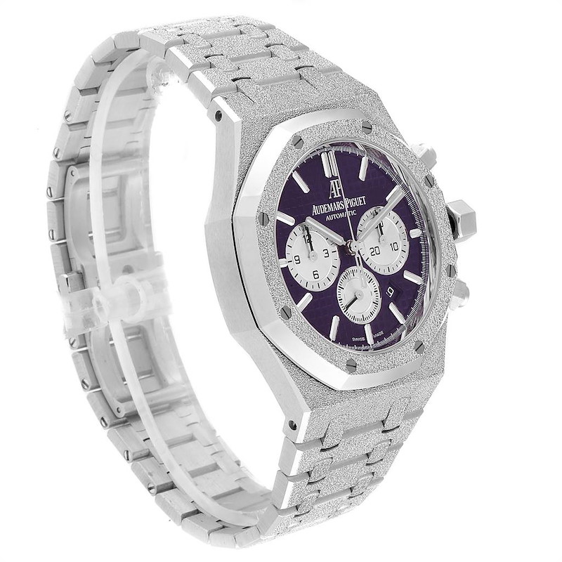 Audemars Piguet Royal Oak Purple Dial White Frosted Gold Watch 26331BC