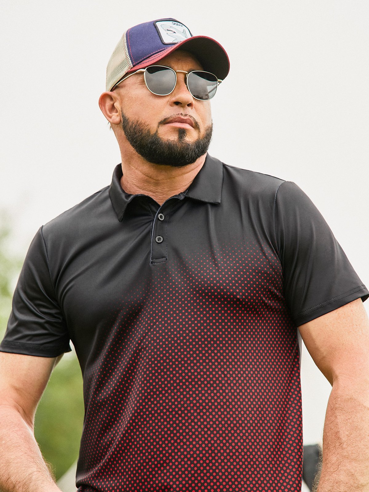 Hardaddy Moisture wicking Golf Polo gGradient Polka Dots