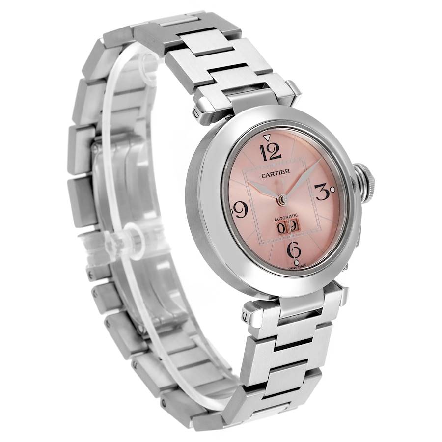 Cartier Pasha Big Date Pink Dial Steel Ladies Watch W31058M7
