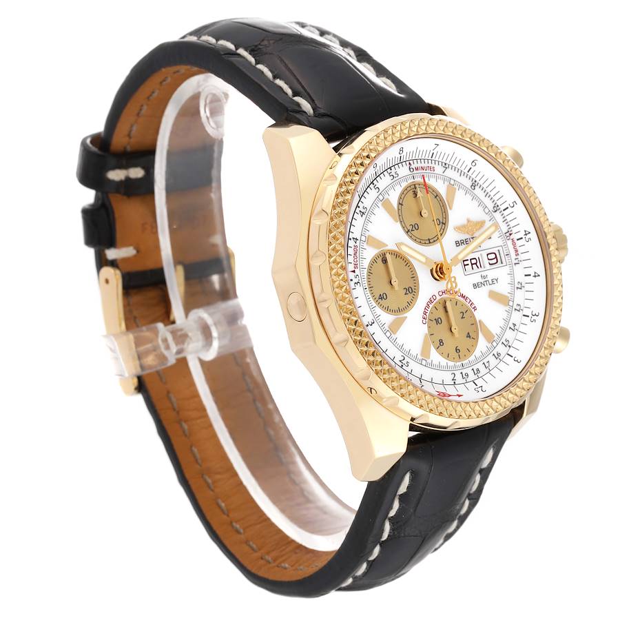 Breitling Bentley Motors GT White Dial Yellow Gold Mens Watch K13362