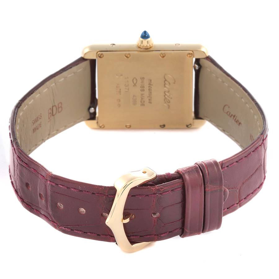 Cartier Tank Louis Large Yellow Gold Burgundy Dial Mens Watch WGTA0190