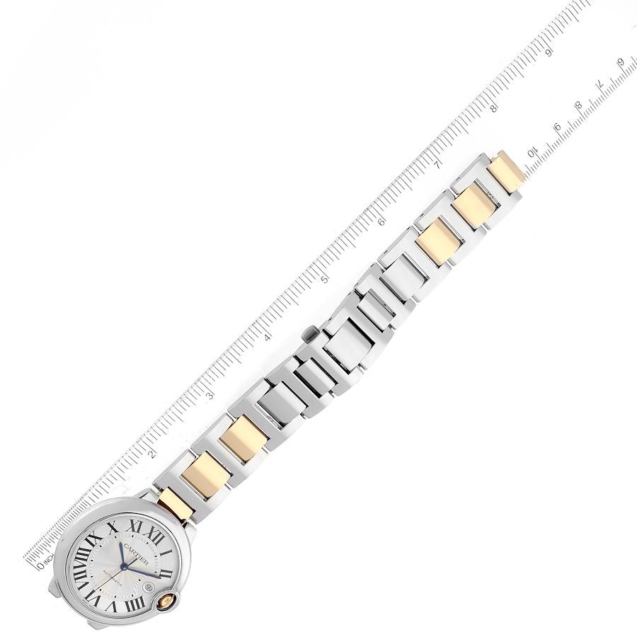 Cartier Ballon Bleu Silver Dial Steel Yellow Gold Mens Watch W69009Z3