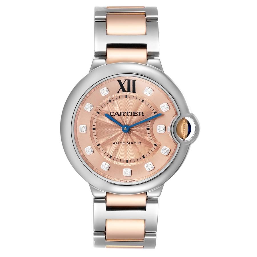 Cartier Ballon Bleu 36 Steel Rose Gold Diamond Ladies Watch WE902054