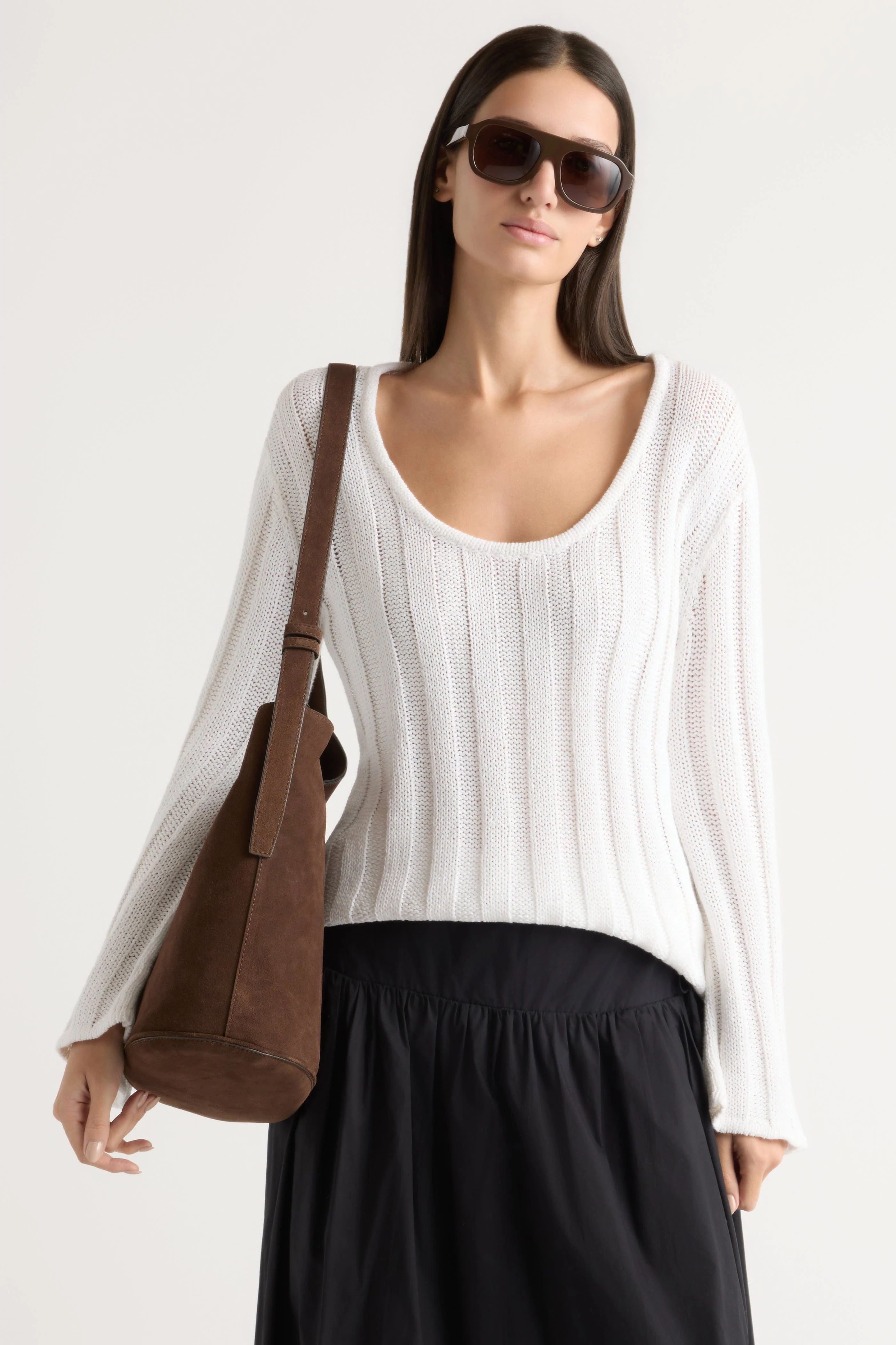 Leah Ribbed Scoop-Neck Sweater