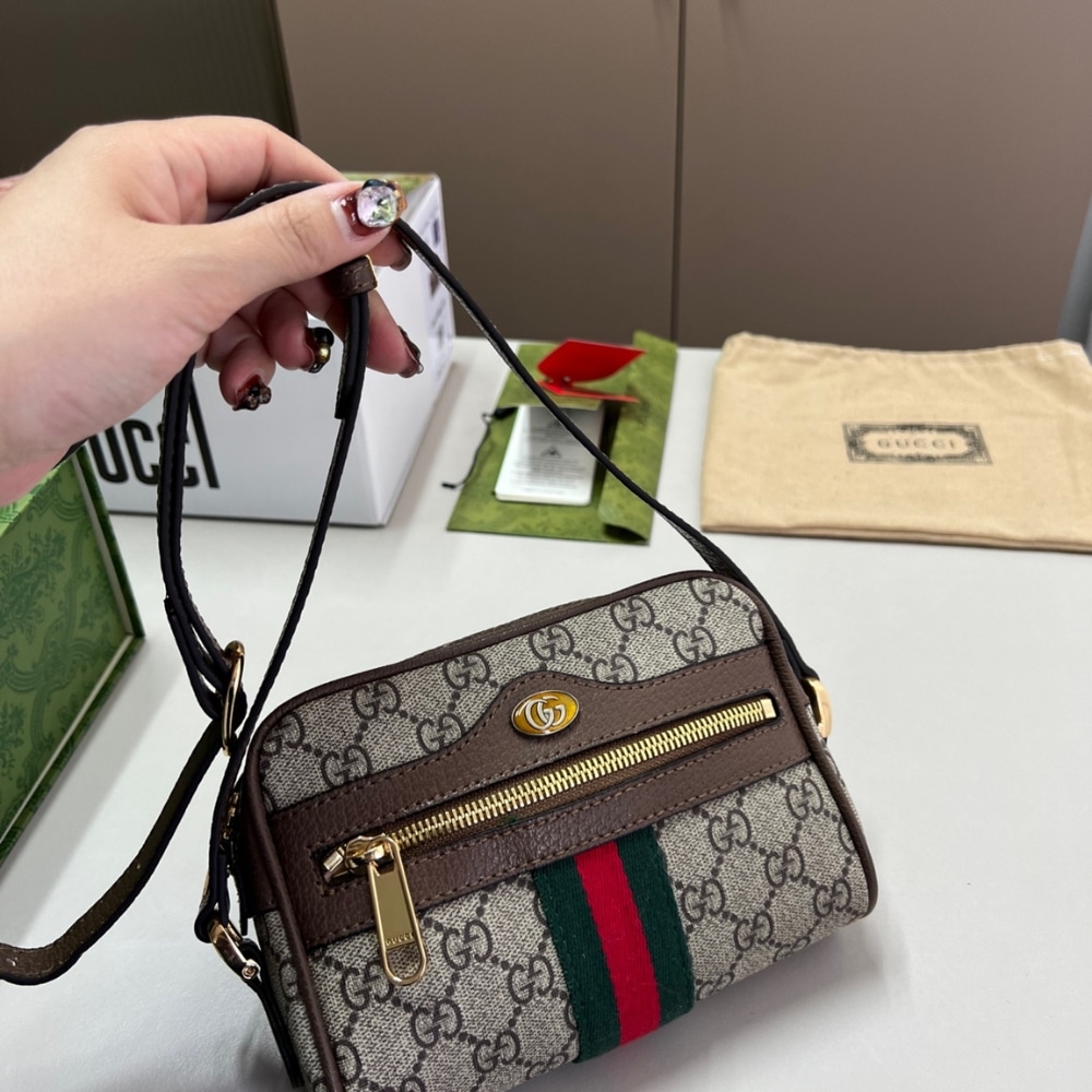 Gucci Ophidia Mini Bag Beige And Ebony 17Cm 517350 96IWS 8745