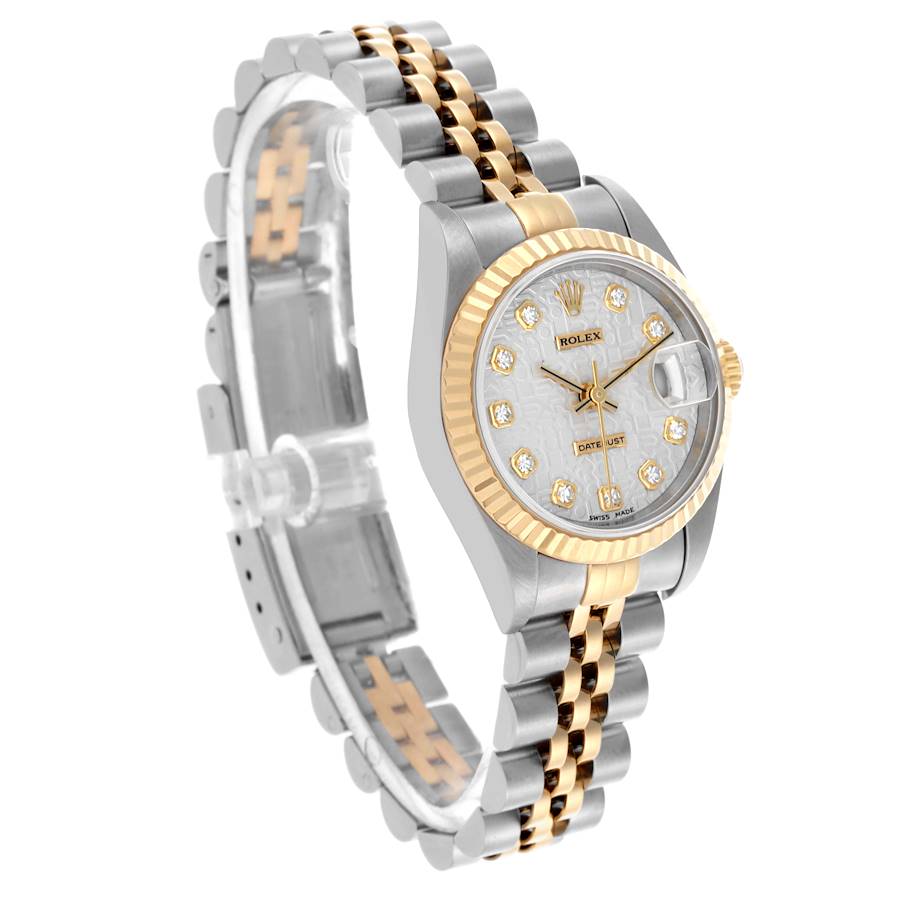 Rolex Datejust Silver Diamond Dial Steel Yellow Gold Ladies Watch 69173