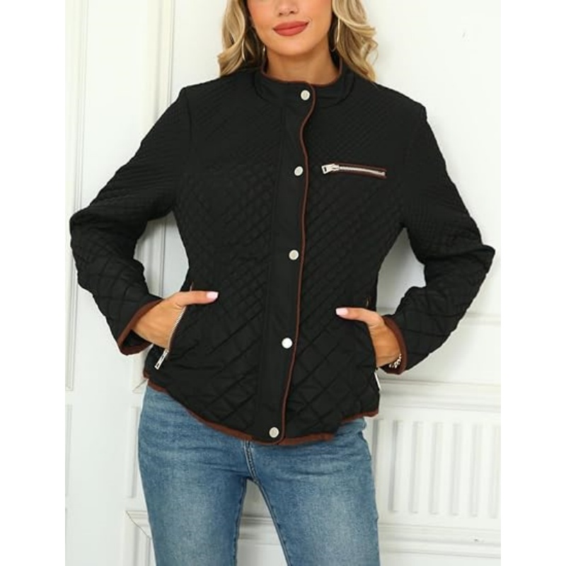 Women's Stand Collar Lightweight Quilted Puffer Jacket