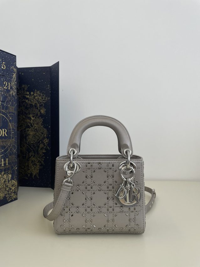 Replica Lady Dior Mini Satin Grey