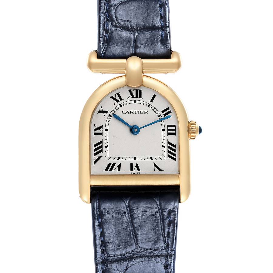 Cartier Cloche Calandre Yellow Gold Silver Dial Ladies Watch 81082