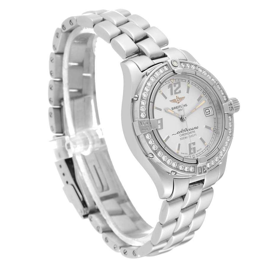 Breitling Colt Oceane Silver Dial Diamond Steel Ladies Watch A57350
