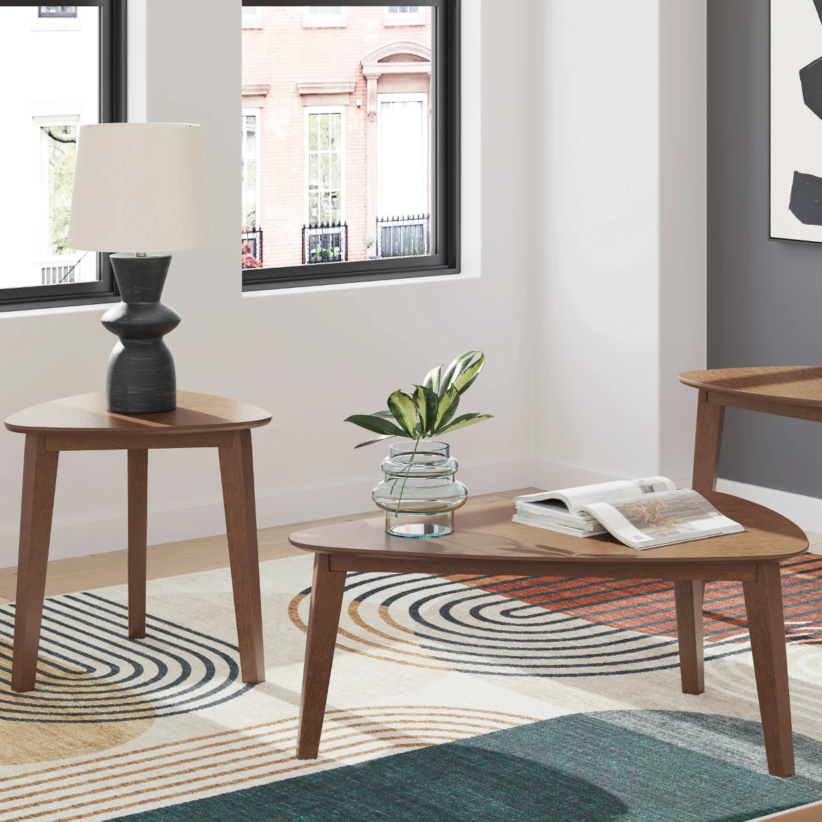 Mid-Century Modern Brown Occasional Table Set