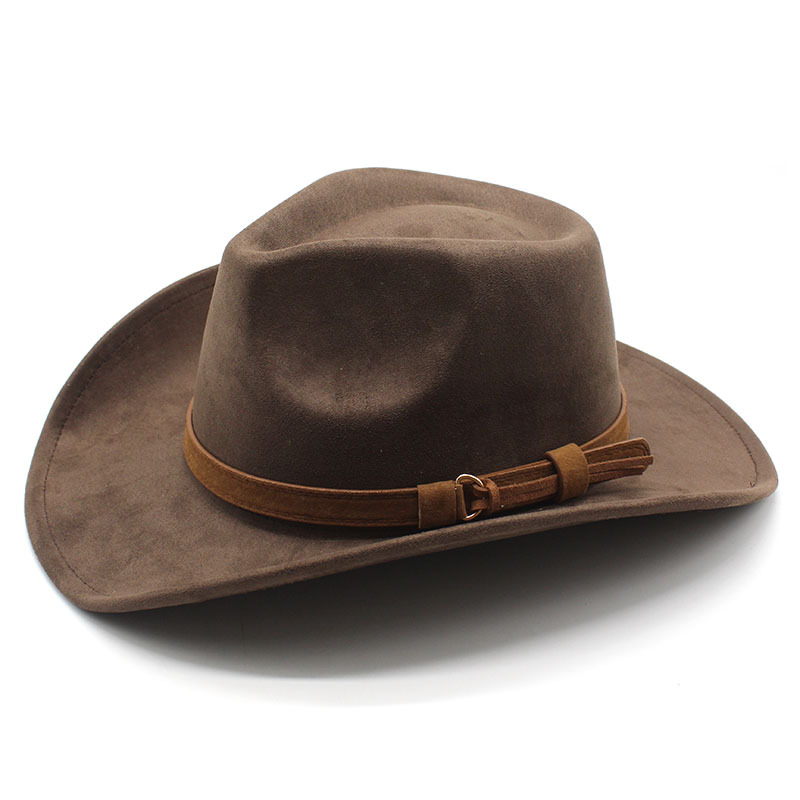 Men's Western Buckled Band Wide Brim Suede Cowboy Hat