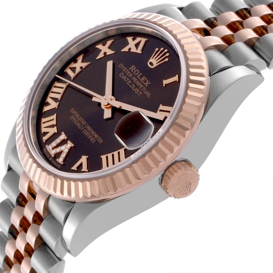 Rolex Datejust 31 Midsize Steel Rose Gold Brown Diamond Dial Ladies Watch 278271