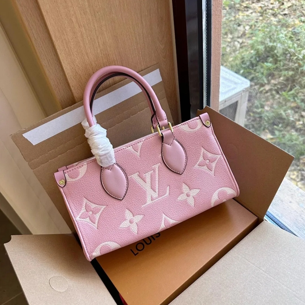 Louis Vuitton Onthego East West Bag Pink White 25cm